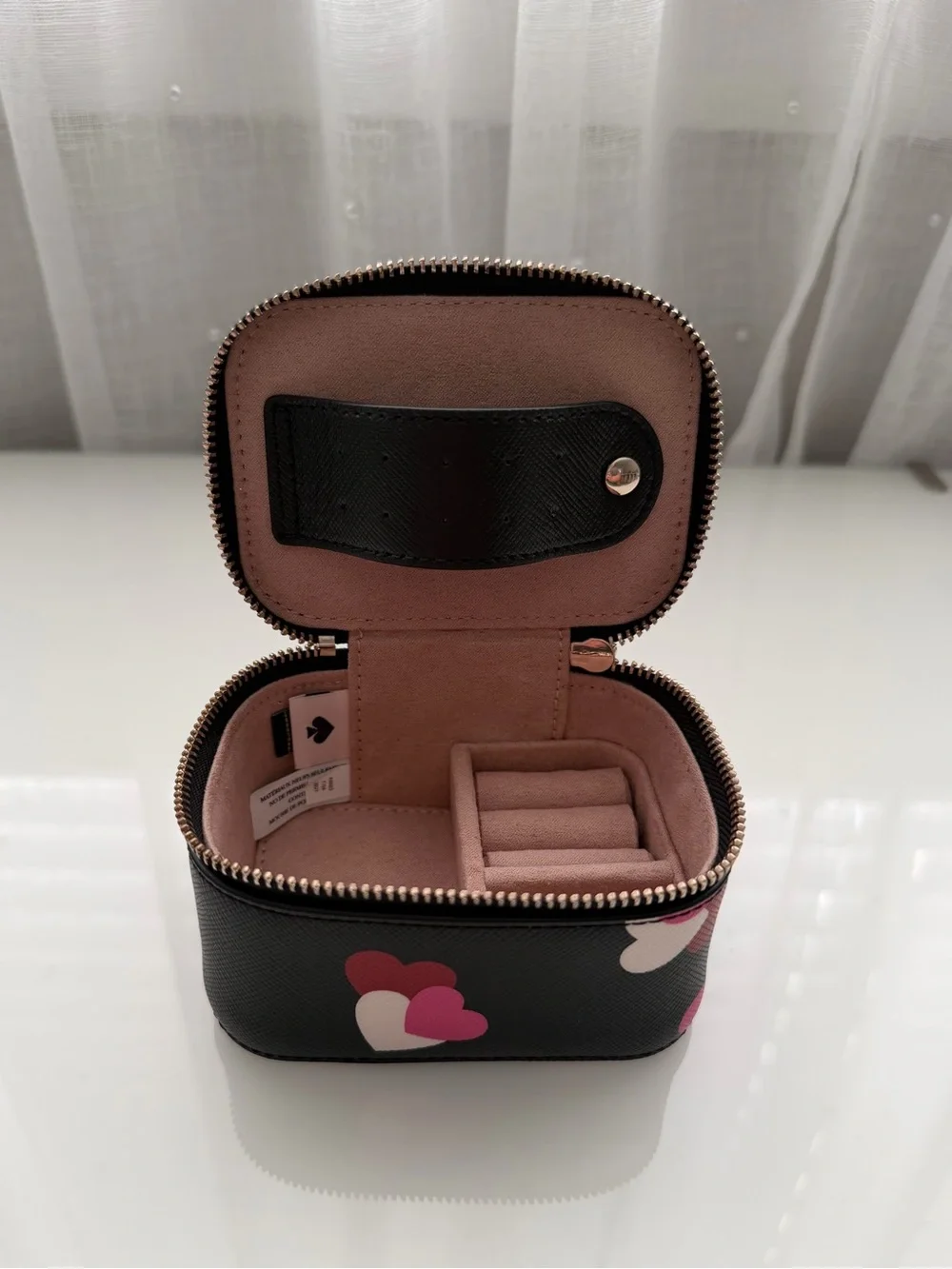 Kate Spade Women's Black Heart Jewelry Case - Compact Travel Organizer
